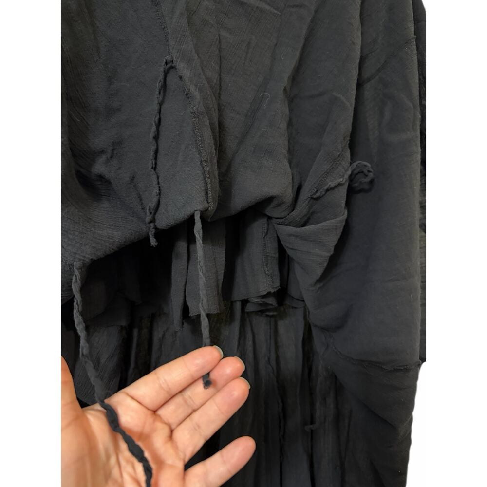 Rock & Rose Black Boho Skirt Medium Gauze Layered Raw Edge Elastic Waist - Picture 4 of 7